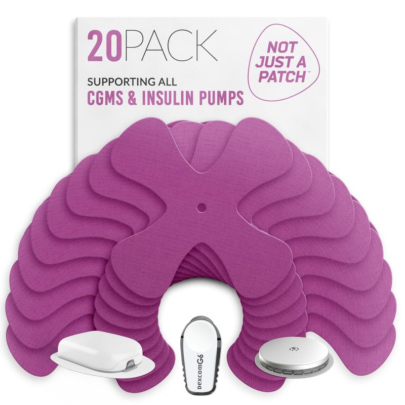Not Just A Patch XPatch CGM Sensor Patches 20 Pack Water Resistant Omnipod 5 Adhesive Patches Durable for Active Lifestyle for 1014 Days Compatible with Dexcom G6 Libre 2 in Purple